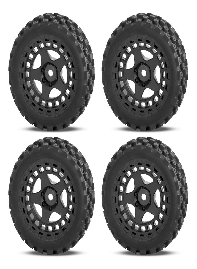 POLANTA 4Pcs RC Buggy Wheels and Tires Set for 1/18 Typhon Grom RC Crawler Car Upgrade Part(Black) - Image 2